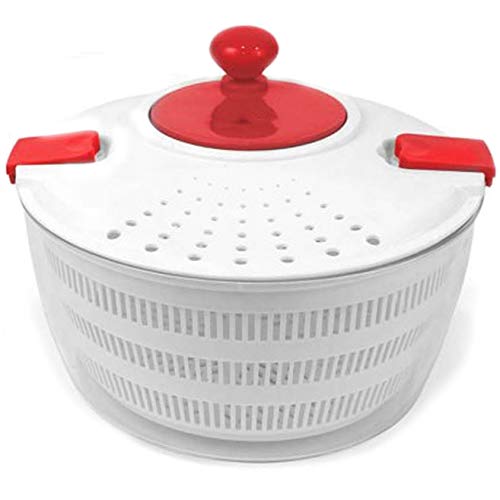 Space Home - Centrifugadora/Escurridor para Ensalada y Vegetales con 2 Clips - Spinner para Verduras - 3 L - Roja y Blanca