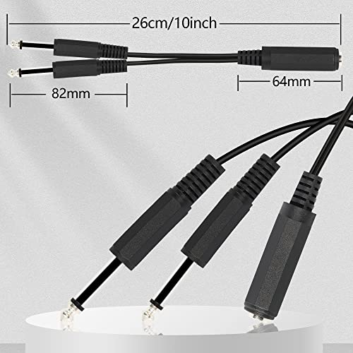 1/4 Splitter Y Cable, 6.35mm TRS Hembra a 2 X TS Macho 20 cm miniatura 4