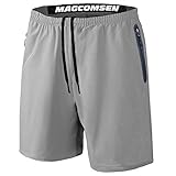 MAGCOMSEN Workout Shorts Men with Pockets Mens Running Shorts Men Gym Shorts for Men Volleyball Shorts Hiking Shorts Mens Athletic Shorts Light Grey