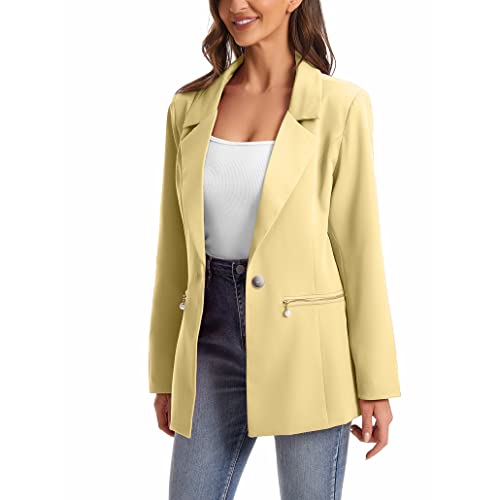 Women's Long Sleeve Open Front Blazer with Zipper Pockets3