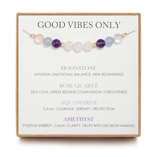 Moonstone Bracelets, New Beginnings Gifts for Women, Good Vibes Only Bracelet, Manifestation Gifts, Protection Gift, Positive Energy, Manifest Positivity, Happiness Bracelet Gift for Her