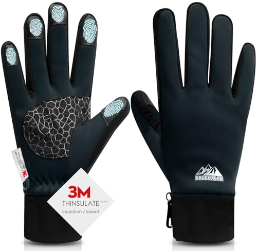 Image of Bruvoalon Winter Gloves for Women & Men, 3M Thermal Insulation, Lycra Fabric, Touchscreen, Anti-Slip