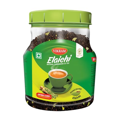 Image of VIKRAM Elaichi CTC Tea | 100% Natural Ground Cardamom blended with Assam Tea | Flavorful, and Aromatic Blend Perfect for a Bold and Refreshing Brew | Premium Black Powder | No Added Essence - 750 gram