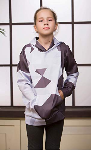 Raisevern Boys Girls Hoodies Cool Hooded Sweatshirt Casual 3D Pullover Hoodie For Kids Long Sleeve Hoodie Novelty Grey Geometric Diamond Soft Hoody With Pockets 12-13 Years #TOP2