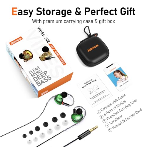 Image of Audiovance Vibes 202 HiFi Wired Earbuds, IEM in-Ear Monitor Headphones