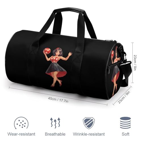 Pin Up Girl Bowling Ball Sports Gym Bag Travel Duffel Workout Bag with Adjustable Strap2
