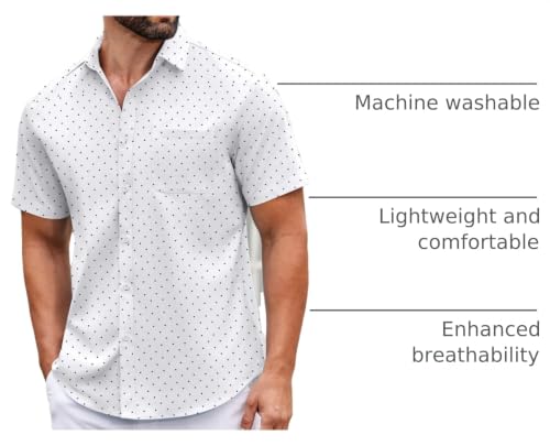 Image of COOFANDY Mens Short Sleeve Casual Button Down Shirts Summer Untucked Dress Shirts with Pocket