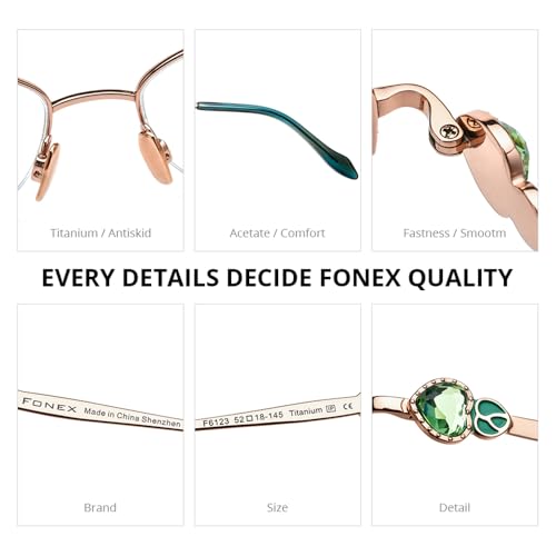 Image of FONEX Titanium Glasses Frame,Rimless Frameless Luxury Diamond Optical Eyeglasses for Women