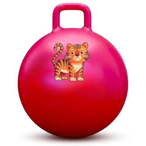 Stylbase Kids Jumping Hop Ball 55 cm with Handle | Inflatable Bouncing Ball for Indoor & Outdoor Play | Anti-Burst Rubber Hopper Toy for Boys & Girls 3+ Years | Balance, Exercise & Active Play Toy