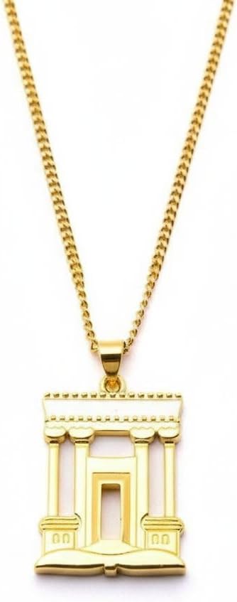 Made In Israel 14K Gold Plated Beit Hmikdah Jewish Holy Temple Pendnt Necklace Jewish Symbol Pendant from Israel – Elegant Hebrew With Cubic Zirconia Dainty Religious Jewish Jewelry