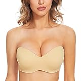 Wingslove Women's Strapless Bra Full Figure Unlined Underwire Bra Multiway Bra Red Carpet (Nude,34C)