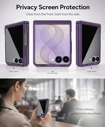Image of STORMTAL for Samsung Galaxy Z Flip 8 Case with Privacy Screen Protector, [Compatible with Magsafe], [Full Body Hinge Protection], Magnetic Slim Case for Z Flip 8 Case Purple