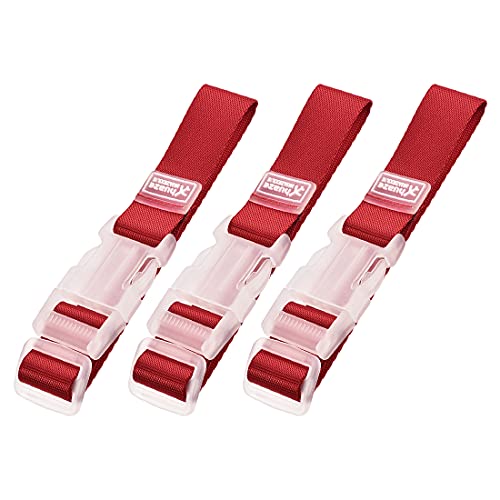 Image of uxcell Add a Bag Luggage Straps, Adjustable Suitcase Connect Belts with Buckle, Nylon Travel Packing Accessories 300x25mm, Red 3Pcs