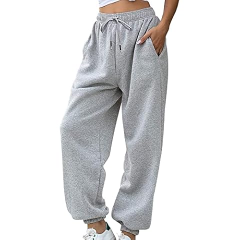 Luckywaqng Women's Stretch Trousers, Lower Jogging Bottoms for Women, Jogger Pants, Workout, High Waisted Yoga Trousers with Pockets, Waterproof Trousers, Women's 50, gray, M Cover