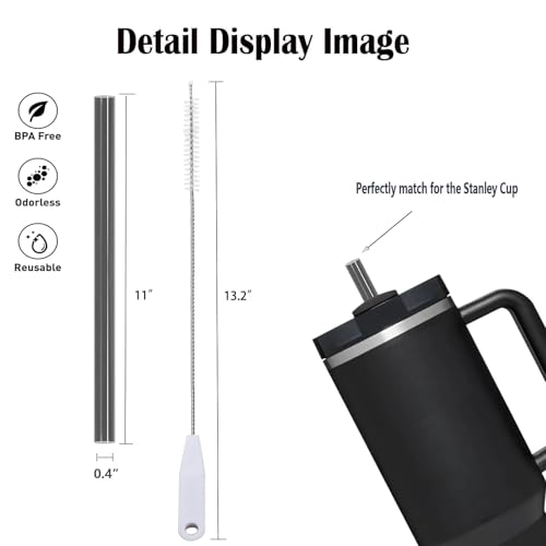 Image of 4 Pack Reusable Straws for Stanley Quencher H2.0 Tumbler 30oz | 40oz | 64oz, for Stanley Cup Accessories,Food Grade & BPA Free, Machine washable(for 30oz, Transparent Black)