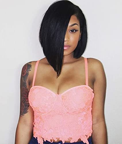 GYHAIR Black Short Straight Wigs for Women Cosplay or Daily Wear Side Part Wigs Bowl Cut Wig Shoulder Length Synthetic Wig 12 Inch