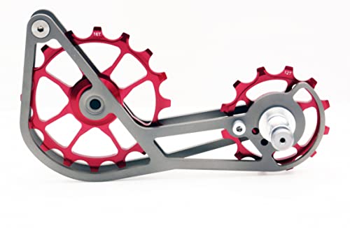 Swishti Titanium Road Cyclocross Gravel Bicycle Bike Rear Derailleur Oversized Pulley Wheel System Cage Ospw For Shimano Ultegra R8000 R8050 / Dura Ace R9100 R9150 11S Use (Red) #TOP1