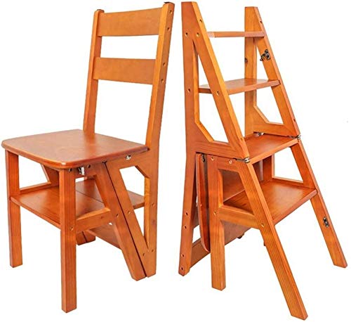 Taburete con peldaños de madera maciza de diseño artesanal y funcional 2