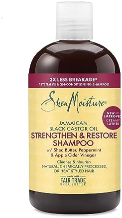 SheaMoisture Strengthen and Restore Shampoo 100% Pure Jamaican Black Castor Oil for Damaged Hair To Cleanse and Nourish Hair 13 oz