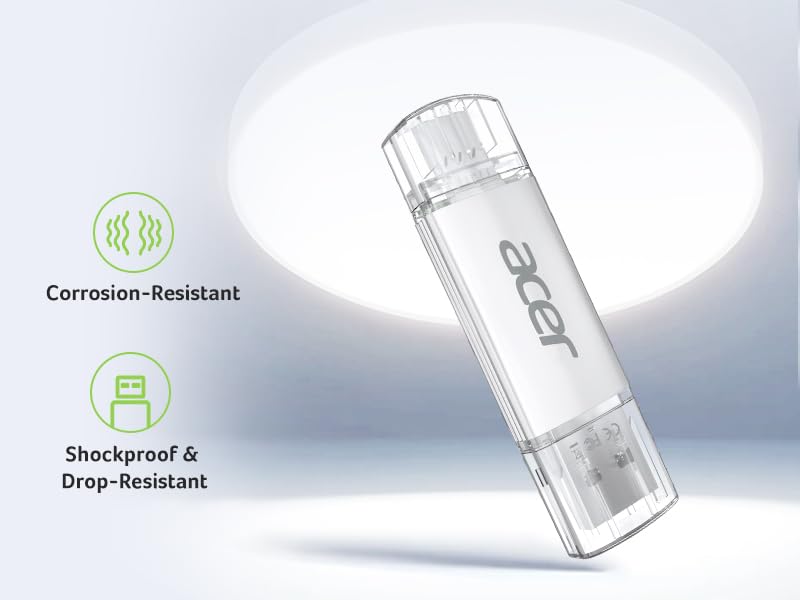 Image of Acer UT300 Dual Port USB Flash Drive USB 3.2 Gen1 | 32 GB | USB-C & USB-A | Up to 150MB /s | Aluminum Alloy