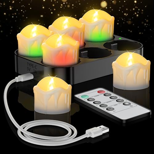 daphomeu 6er Set Aufladbare LED Teelichter mit Fernbedienung und Timer...
