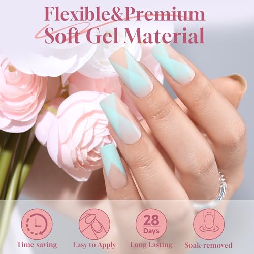 Image of UNA GELLA Medium Square Nail Tips, 312pcs Medium Gel Nail Tips Square