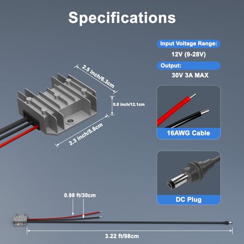 Starlink Mini 12V Adapter, DC 12V Power Cord Converter for Starlink Mini Power Supply Step Up to 30V 3A Conversion Kit DC Male Plug for Starlink Mini Power Supply Step Up Conversion3