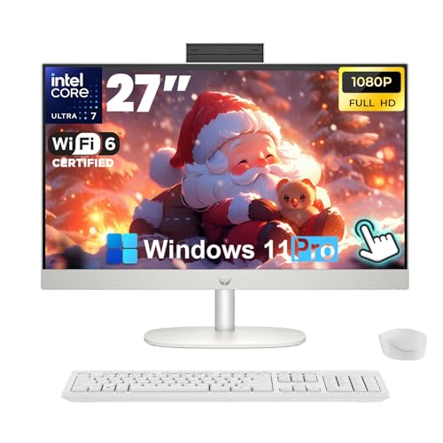 Image of HP 27 inch All-in-One Desktop PC - FHD Touchscreen, 64GB DDR5 RAM, 4TB SSD, Intel Ultra 7-155U (up to 4.8GHz), Intel UHD Graphics, Windows 11 Pro, Wi-Fi 6, HDMI