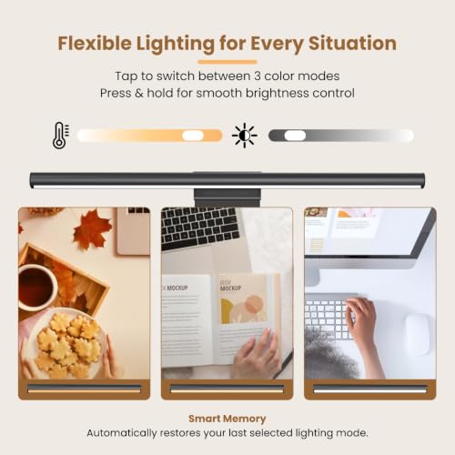 Image of 45CM Monitor LED Light Bar for Laptop & Computer Screen | USB Powered Eye-Care Desk Lamp with 3 Color Mode | Stepless Dimming & No Screen Glare Reading Light for Home, Office & Gaming Setup