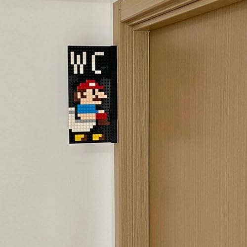 Classic Mario-Inspired WC Schild | Themed Baustein Hausnummer | Kreative DIY Montage | Doppelseitiges Mario-Style Toilettenschild Herren/Damen | Retro Game Inspired Infoschild