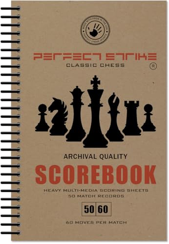 Perfect Strike Chess SCOREBOOK with Rules and Scoring Instructions. Heavy Duty. Practice and Competition. (5.5 x 8.5) LS-50:60 (50 Games per Book)