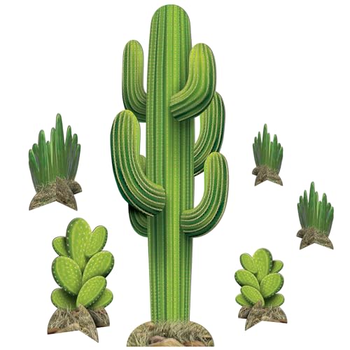 Western Cacti Stand Up Decorations - 6.5' - Green - Pack of 6