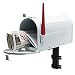 Produktbild Wiltec Set US Mailbox weiß 180 x 220 x 480 mm, amerikanischer Briefkasten mit Fahne, Standbriefkasten Stahl amerikanisches Design mit passender Wandhalterung