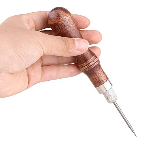 Manico in legno Cuciture in pelle Cucito