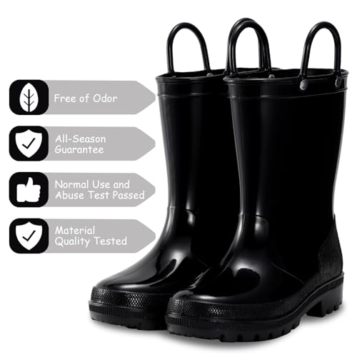 WILLPORT Toddler Rain Boots,Waterproof Kids Rain Boots with Easy-on Handles for Boys and Girls2