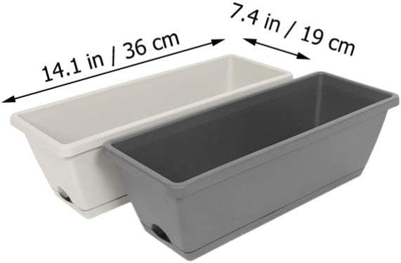 2pcs Vegetables Flower Window Box Plastic Rectangular Window Planters with Trays Vegetables Growing Container Garden Flower Plant Pot for Balcony Windowsill/359
