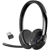 Delton 60X Wireless Headset with Noise Cancelling Microphone for Work, Bluetooth Headset for Calls with USB Dongle, Specially Designed for MS Team, Meet, Slack, Office Headset for Work