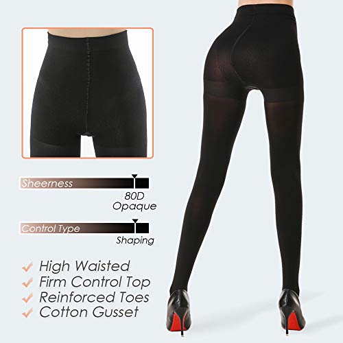 G&Y Women’s Opaque Tights With Control Top – 80D High Waist Shaping Pantyhose (Xl) #TOP5