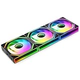 Ocypus Gamma F12 UNI 120mm PC Fans, Daisy-Chain Computer Case Cooling Fan, New-gen Infinity Mirror, Flowing ARGB Light Effects, Low Noise PWM, Up to 1800RPM 9-Blade Reverse (BK, 3PCS)