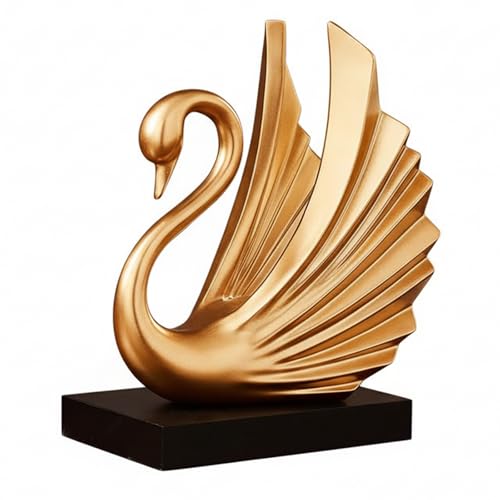 Estatua de cisne dorada moderna en resina miniatura 1