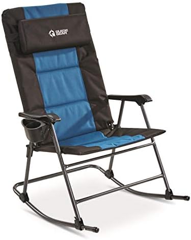 Guide Gear Oversized Rocking Camp Chair, 500-lb. Capacity for Relaxing, Polyester, Blue/Black with Cup Holders, Foldable, Ergonomic