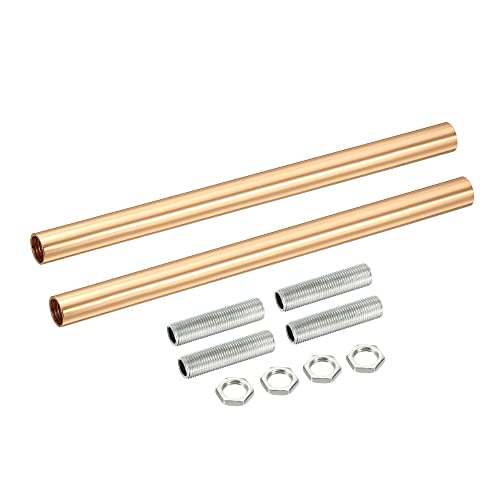 MECCANIXITY Threaded Extension Rod, 7.87" Lamp Pipe with Connector Light Fixture for Pendant Light Island Lighting Chandeliers Stems, French Gold 2 Set