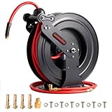 INCENDIOS Automatische Druckluftschlauchtrommel Metall 20 m + 2 m, 9,5 mm Schlauch, 20 BAR, Doppelarm Druckluft Schlauchaufroller für Werkstatt & Garage, Wand-, Decken- & Bodenmontage