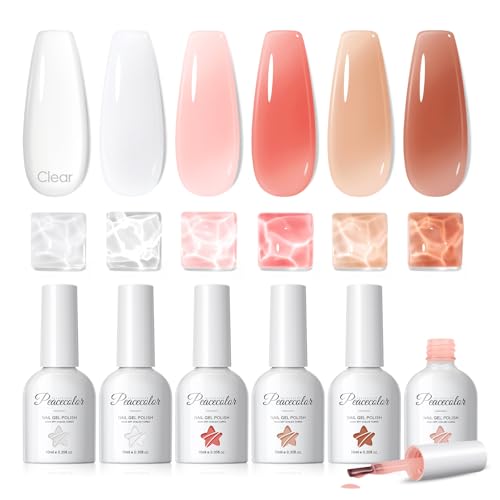PEACECOLOR Builder Uñas Gel 10ML, Gel Constructor Uñas Claro Rosa Blanco Lechoso Esmaltes Semipermanentes para Uñas Extensión Reconstrucción Decoración Principiantes y Profesionales
