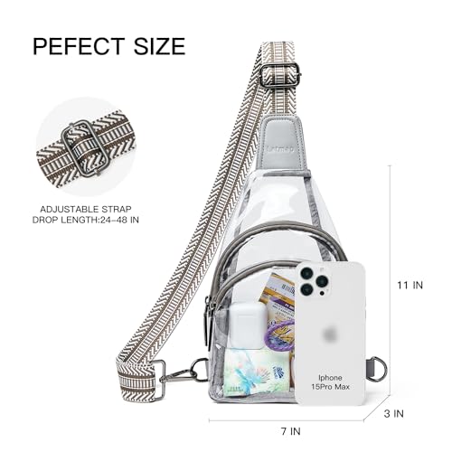 Image of LATMAP Clear Bag for Stadium Events 12x6x12 Clear Purse with 3-Zipper Pockets Crossbody Handbag Tote for Concerts Sports