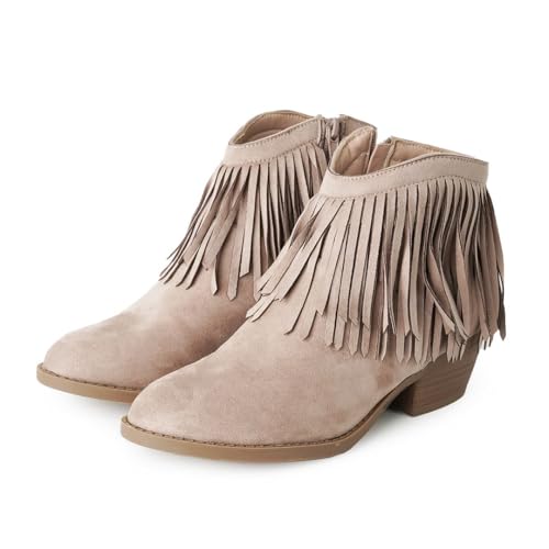 J. Adams Marrow Ankle Boot - Western Fringe Cowboy Low Heel Bootie4