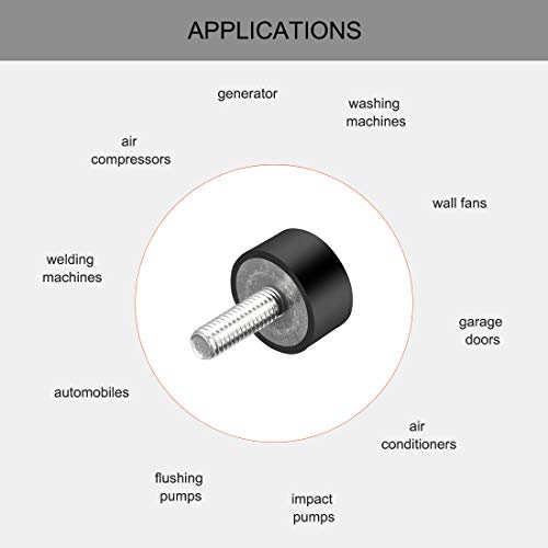 sourcing map 4pcs M6 Vibrations- und Dämpferaufnahme Gummi mit Gewindebolzen, 0,79 x 0,39 de