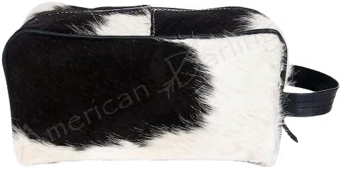 American Darling Makeup Bag shaving Kit Cow Hair On Hand Crafted H7XW10.5X3.5 accessories travel bag toiletry kit cosmetic bag size toiletries Pouch (Holstein Black & White)