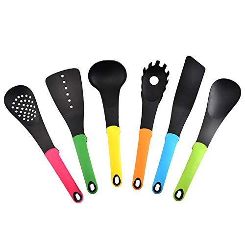 Kitchen Utensils Set 6Pcs Nylon Cooking Utensils Kitchen Gadgets Cookware Set Kitchen Tool Set Kitchenware Set (Multicolor) -Layfoo