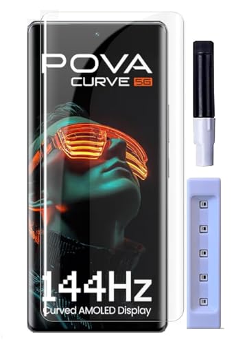 Image of DD SON HD+ UV Tempered Glass Screen Protector Guard Compatible For Tecno Pova Curve 5G (6.78 Inch, Pack of 1) Full Adhesive UV Curved Case Friendly HD+ Clarity with easy installation kit
